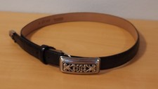 Brighton Croc Embossed Black Leather Belt Western Filigree Buckle Small