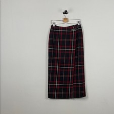 Charter Club Tartan Academia Preppy Wool Blend Plaid Women's 10 Wrap Maxi Skirt