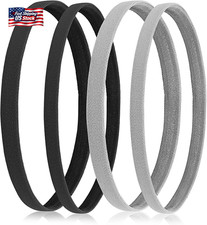 Sibba 4 Pieces Athletic Sports Headband Elastic Thin Hair Bands Non Slip Silicon