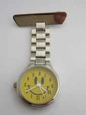 SEKONDA NURSES FOB WATCH 4364 LUMINOUS SMILEY FACE STAINLESS STEEL RAVE GENUINE
