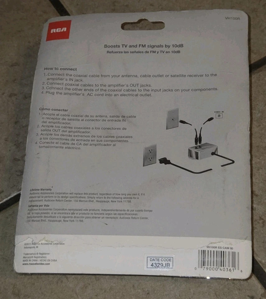 RCA Model VH100 10db Signal Amplifier 50-900MHz Vintage 1997 Rare New Sealed - Image 2 of 2