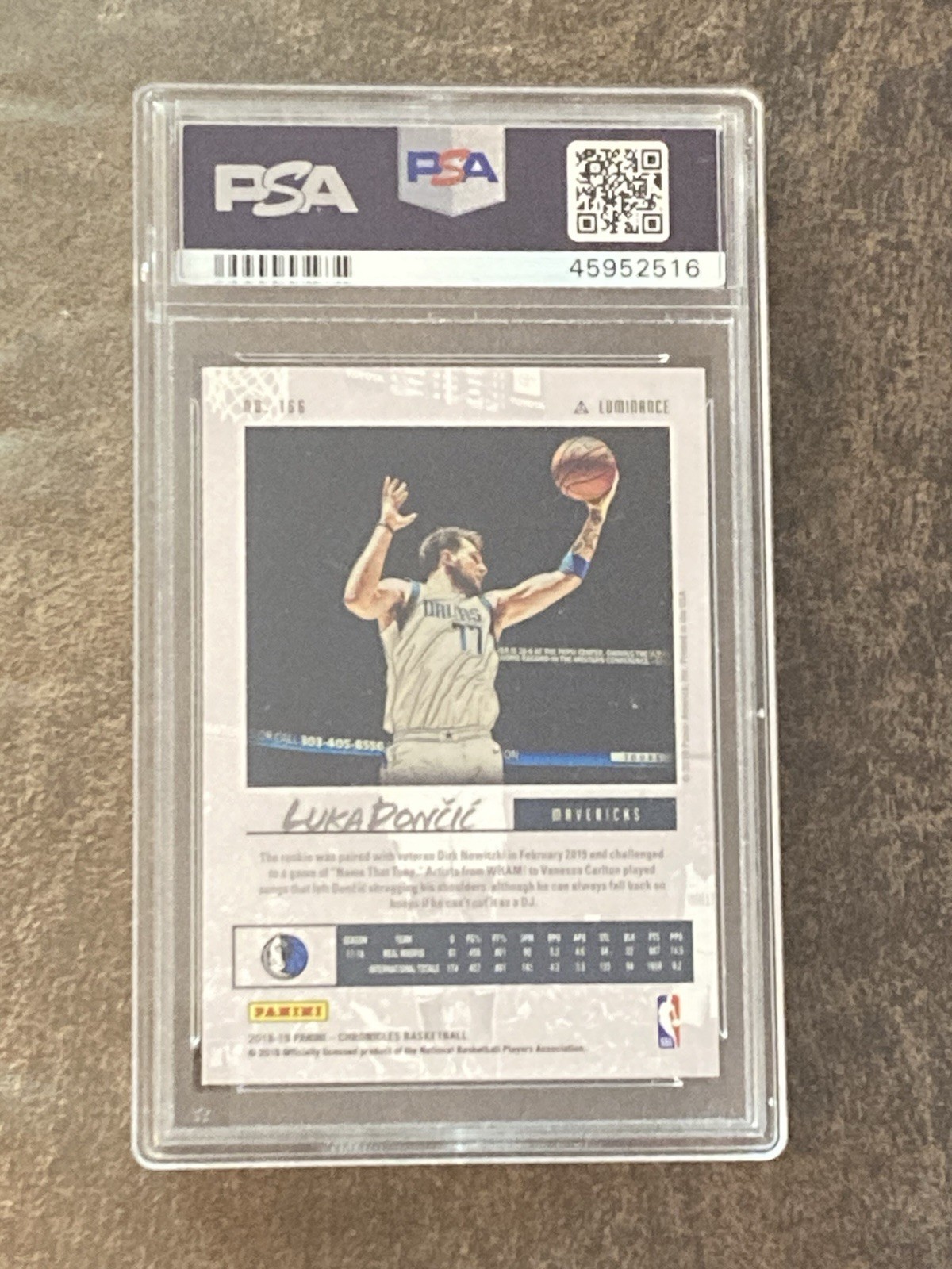 2018-19 Panini Chronicles #166 Luka Doncic Mavericks RC Rookie PSA 8 NM-MT view 2