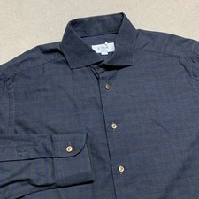 NWOT Eton Shirt Mens 41 16 L Blue Gray Fine Twill Melange Contemporary Button Up