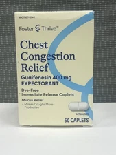 CHEST CONGESTION RELIEF GUAIFENESIN 400Mg 50 CAPLETS BY FOSTER &THRIVE (1PK)