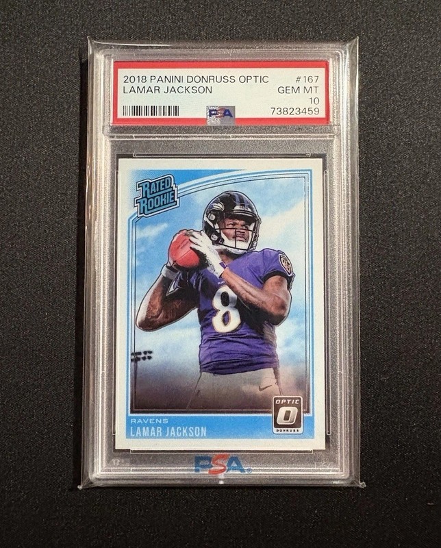 2018 Panini Donruss Optic Lamar Jackson Rated Rookie PSA 10 #167 Ravens QB MVP