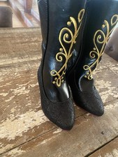 Disney ANNA Boots FROZEN Girls Shoes Black Gold Costume New Play Size 7 8