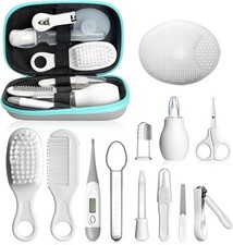 Baby Healthcare Grooming Kit, Portable Safety Care Set 13-In-1, Grey White