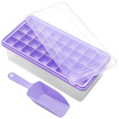 Silicone Ice Cube Tray with Leak-Proof Lid & Storage Bin for Freezer   BPA-Fr...