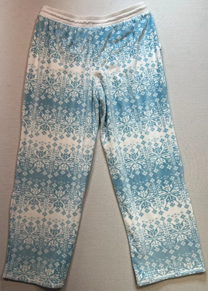 Croft & Barrow Womens Intimates Snowflake Fair Isle Pajama Pants Sz M Blue White - Image 2 of 4