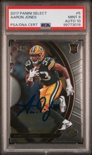 2017 Aaron Jones signed ROOKIE card Panini Select #5 PSA 9 AUTO 10 RC