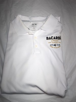 Adidas Mens Climalite Bacardi Gold Rum Polo Golf Shirt XXL White 3 Button