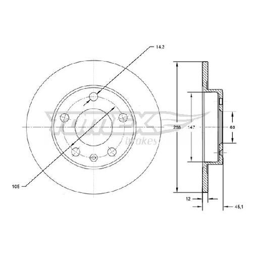2X Bremsscheibe Hinten FüR Opel Astra A04 P10 09 Bis 26 Tomex A16SHT 1350214-image