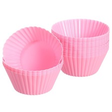 18Pcs Silicone Cupcake Baking Cups 2.8" Non-Stick Muffins Liners Pink