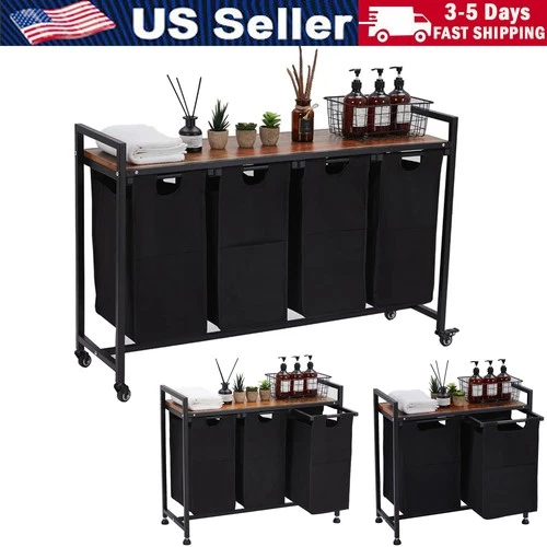 Laundry Hamper Basket Organizer Laundry Sorter with Large Top Shelf