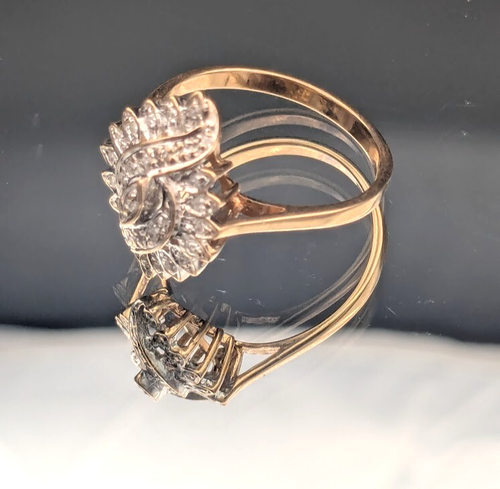 Anillo cúpula con racimo de diamantes de oro amarillo de 10 k tamaño 7,25 ~ 2,4 g - Imagen 9 de 10