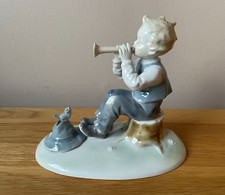 Vintage Metzler and Ortloff Young Boy Playing Flute Figurine Made Germany 7209