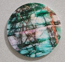 Ceramic Coaster Set of 6 M001R, Cork Pads, Holder  Printed MARBLE Pattern