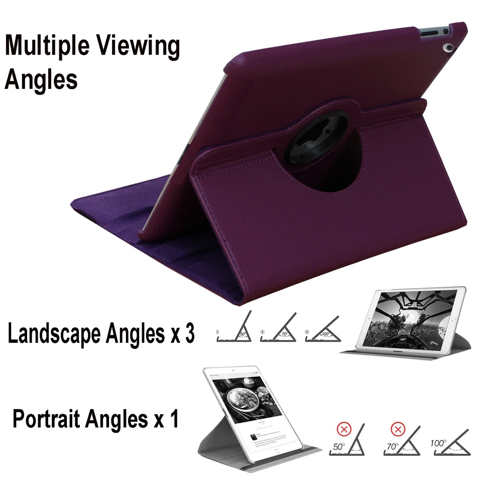 For iPad 10th 9th 8th 7th Pro 6th 5th Generation Rotating Smart Case Cover Stand - Image 3 of 4
