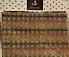 NWT Autumn Table Runner, Gold Orange & Brown Glitter on Brown Polyester, 72"x13"
