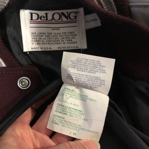 Chaqueta De Colección Delong Para Hombre Talla XL Universitaria Granate Beige Hecha en EE. UU. - Imagen 7 de 11