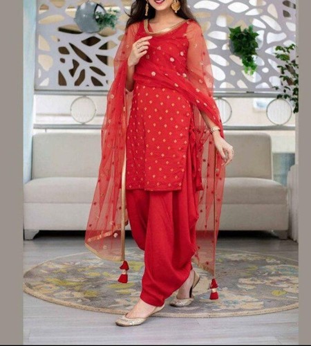 Patiala Red Salwar Suit Kameez Indian 