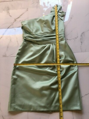 Women's NWT David's Bridal Meadow Green One Shoulder Lined Dress Size 6 |  eBay
