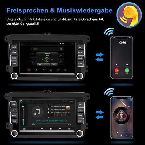 7" 2Din Autoradio Android 13.0 GPS Navi BT WIFI Für VW GOLF V Touran Caddy Polo - Bild 3 von 12