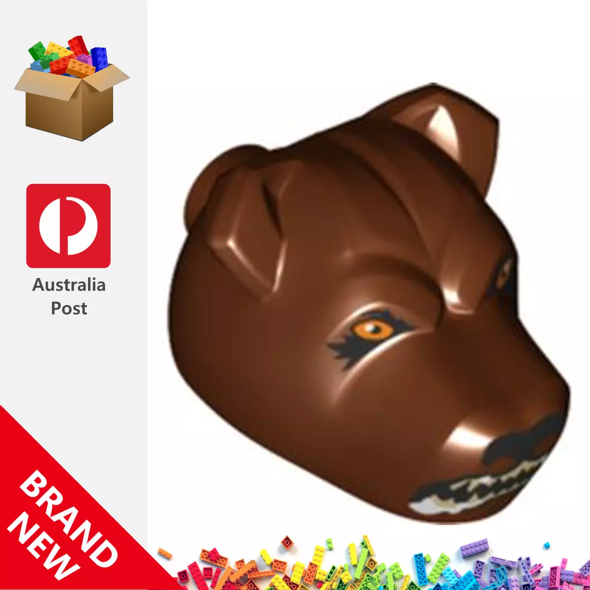 Genuine LEGO Brown Dog Head with Black Nose 78536 6372060 New eBay