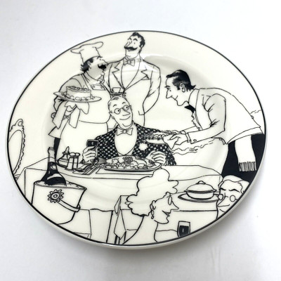 Epoch Le Restaurant E120 Salad Plate Black & White French Bistro Cafe Art Deco