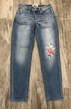 ABERCROMBIE KIDS Girls Jeans 15/16 Slim Girlfriend Rose Embroidered 15 16