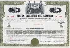 Becton, Dickinson and Company, 1969,  5% Debenture due 1989 (1.000 $)