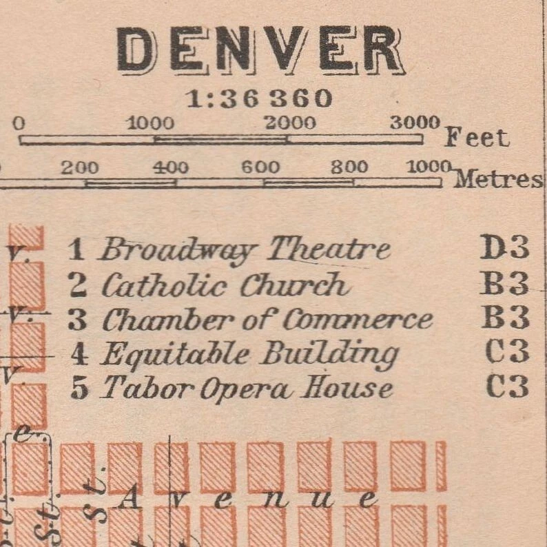 Mapa Original Denver Plano Ciudad 1909 COLORADO EE. UU. Mapa Foto 2 de 4