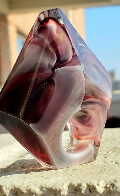Énorme Bague Lucite Style Alenka Boho - Taille US 8, Cadeau Original, Fabriquée Main USA