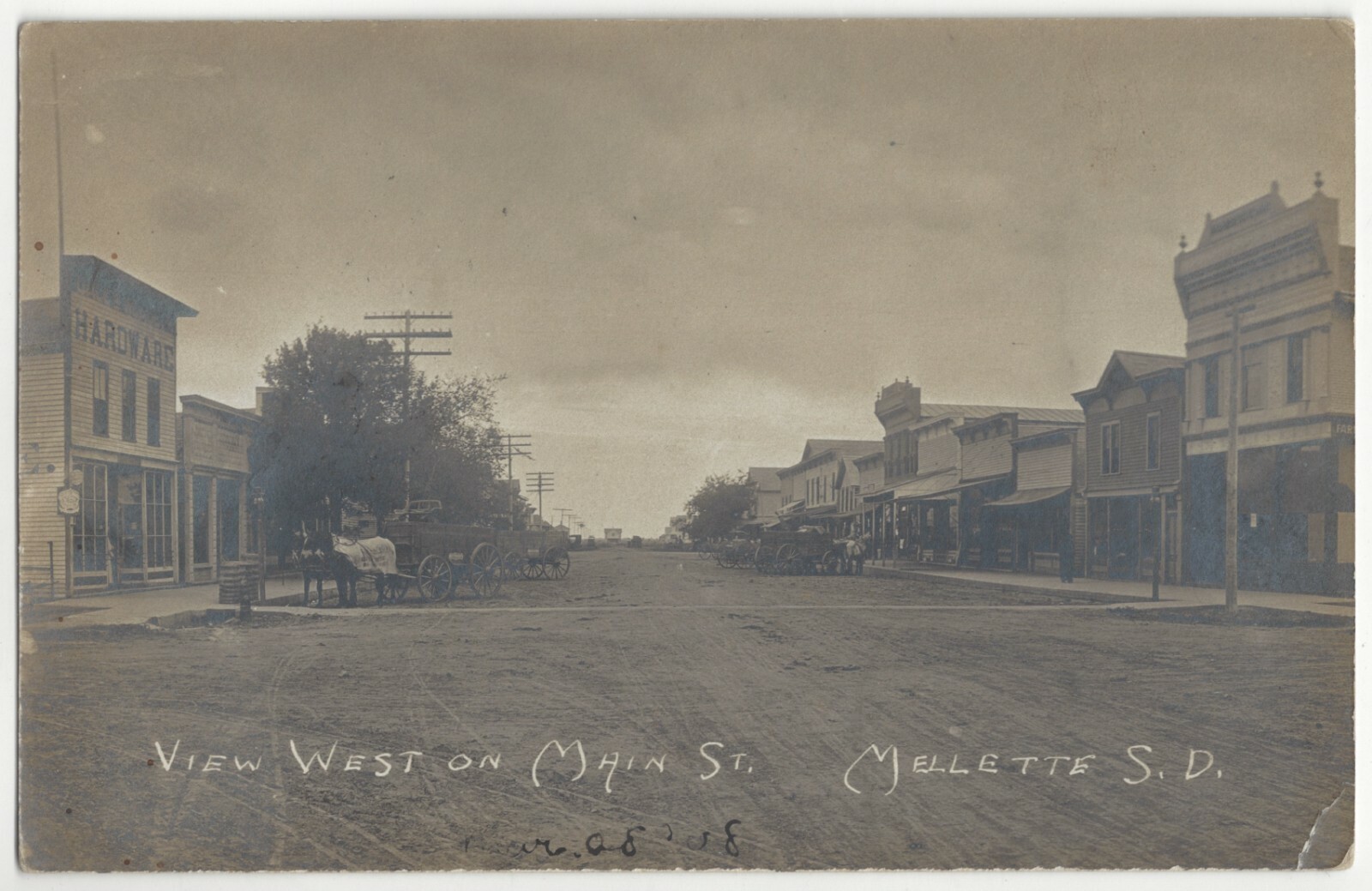 1908 Mellette, South Dakota REAL PHOTO Main Street Vintage Postcard