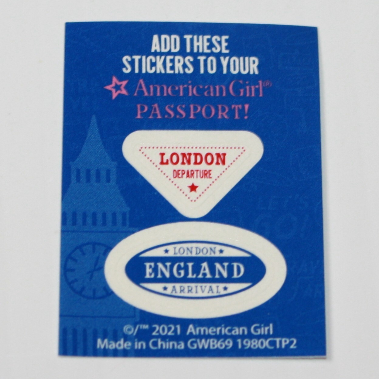 American Girl English Souvenir Set Mini Travel Stickers from England for Dolls