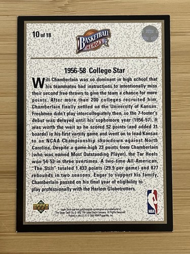 1992-93 Upper Deck #10 Wilt Chamberlain Please See Desc - Picture 2 of 2