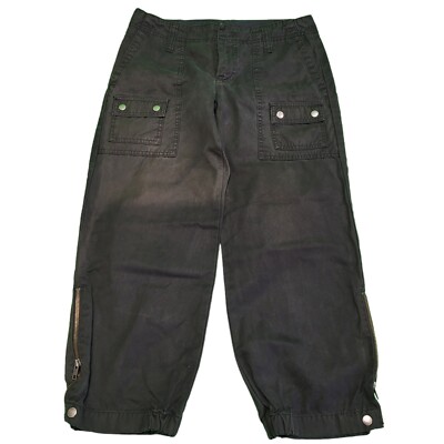 Xx599 Gap Damen-Cargohose schwarz spitz zulaufend Knopf 3/4 UK S W26 L23