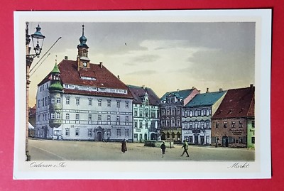 Postcard Oederan in Sat. around 1930 market with lantern at the corner house (29904