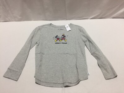 GAP KIDS DISNEY Mickey & Minnie LS T-Shirt Tee Grey Girls Size Small (6-7) B1289