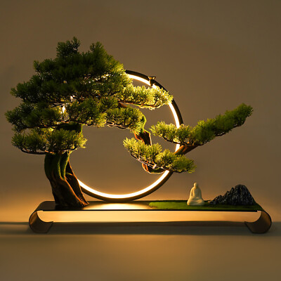 Zen Artificial Pine Tree with Lamp Rings Decoration for Backflow Incense 110V US