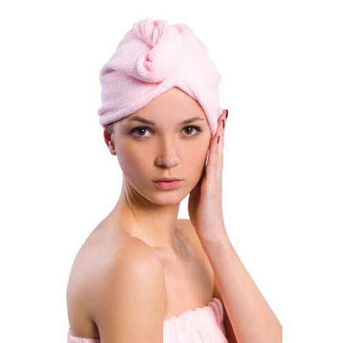 Women Microfiber Hair Wrap Water Absorption Washable With Button Bath Bathroom - Afbeelding 1 van 13