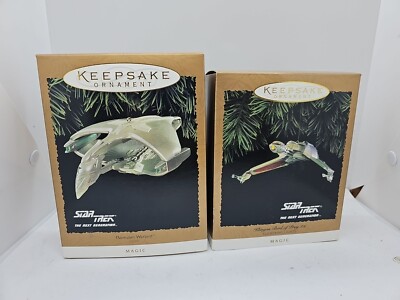 Klingon Bird Prey & Romulan Warbird Star Trek Next Generation Hallmark Ornam. O3