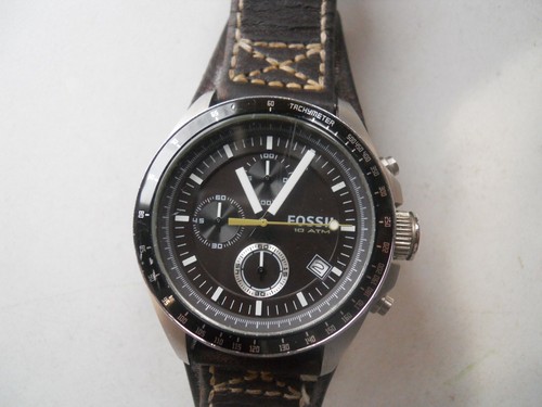 Fossil mens chronograph brown leather 