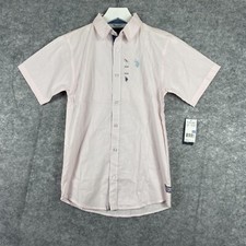 US Polo Assn. Youth Boys Size 14/16 Pink Button Up Short Sleeve Shirt NWT Cotton