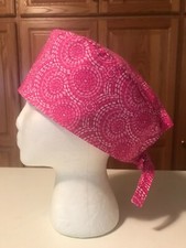 Scrub or Chef Hat Medical Nursing Chemo Skull Cap Pinks and White