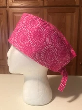 Scrub or Chef Hat Medical Nursing Chemo Skull Cap Pinks and White  