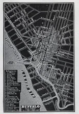 1836 Gordon Map Buffalo NY City Plan Lighthouse Niagara River New York