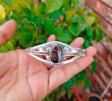 Ammonite Fossil Gemstone Bangle 925 Sterling Silver Free Shipping Bangle MK*