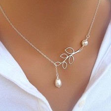 Fashion Jewelry Women's Pearl Crystal Choker Bib Pendant Chain Necklace