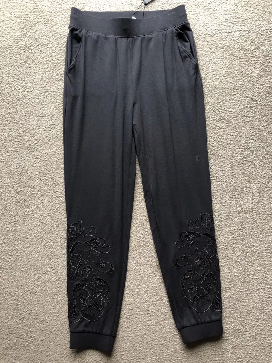 Express Women Joggers Sweatpants Lounge Pants Gray Embroidered